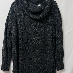 Cozy Stylish Everyday Woman’s 2X Cowl Neck Sweater Tunic - Charcoal